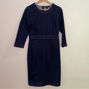 Banana Republic 3/4 Sleeve Denim Sheath Dress - Dark Wash Blue